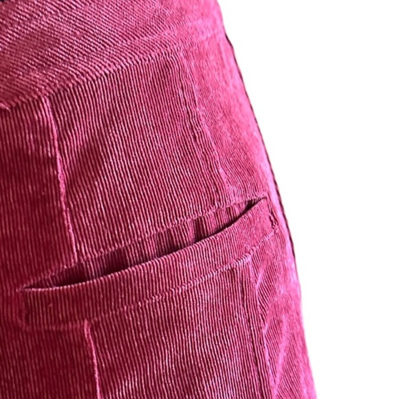 Lulus Moxie Wine Red Corduroy Skirt Size Medium With Snap fron - Picture 6 of 11